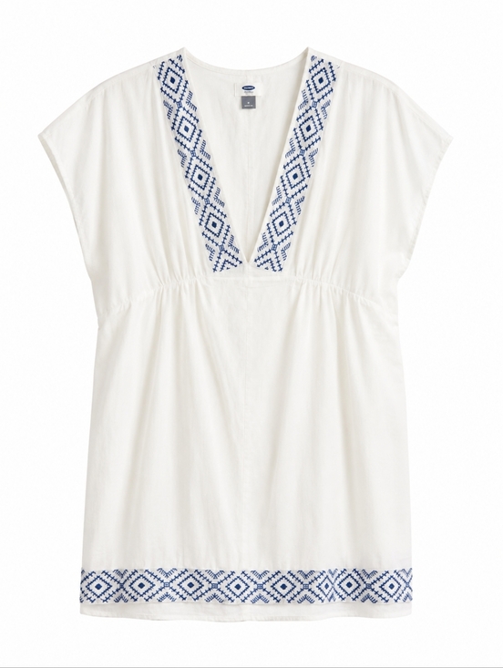 Old Navy Other - Old Navy White Swim Coverup with Blue Embroidery WORN ONCE!
